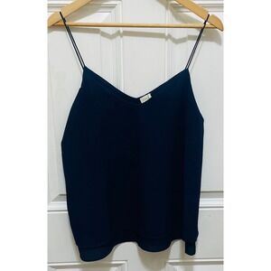 Paper Crane Cami‎ Top V-Neck Sleeveless Casual Blouse Navy Blue Size L